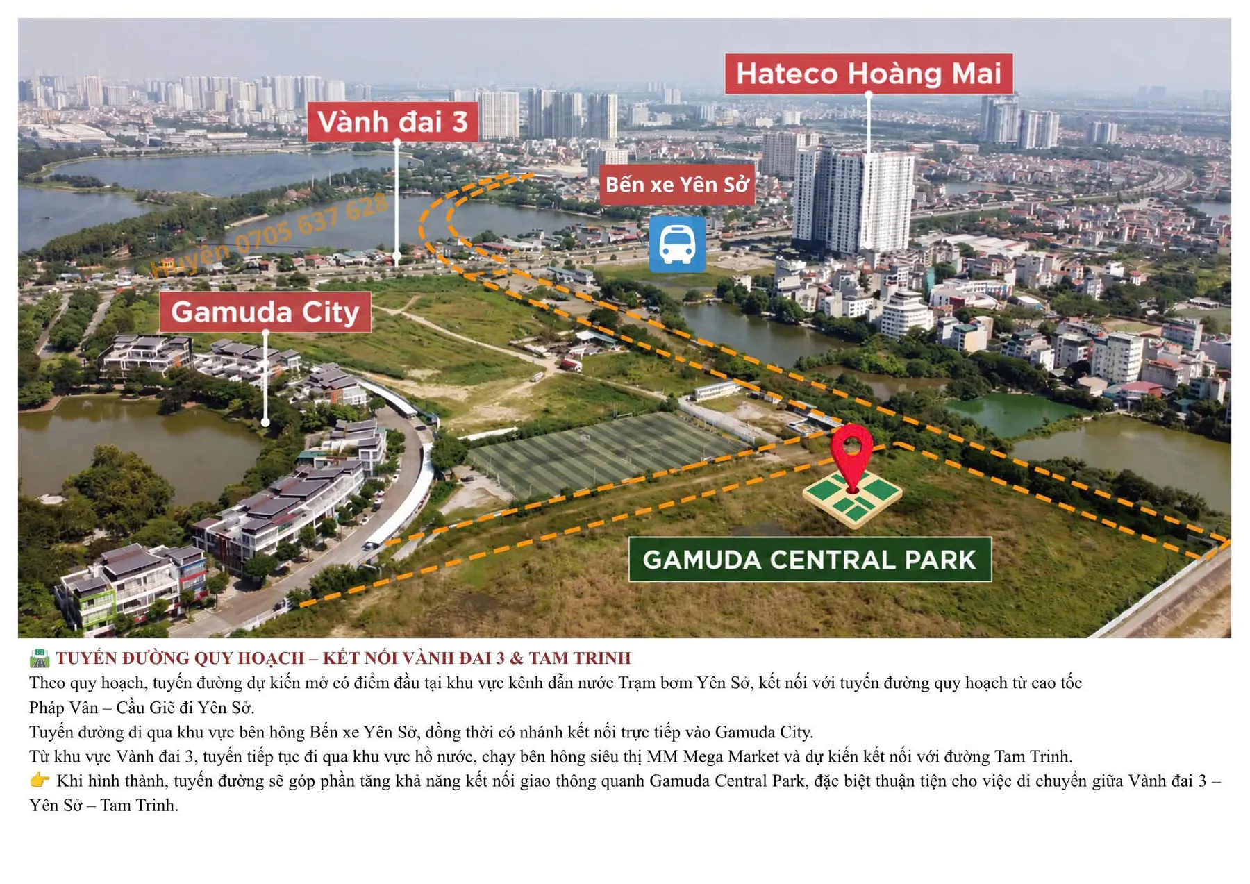 Sơ đồ vị trí Gamuda Central Park trong khu vực Yên Sở